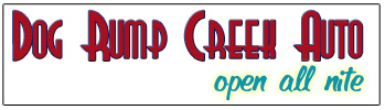 Welcome to Dog Rump Creek Auto - open all nite!